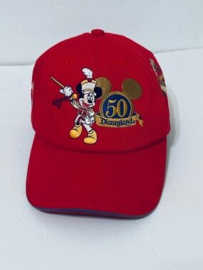 Disneyland Resort 50th Anniversary Red Mickey Mouse Baseball Cap VTG size Youth